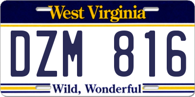 WV license plate DZM816