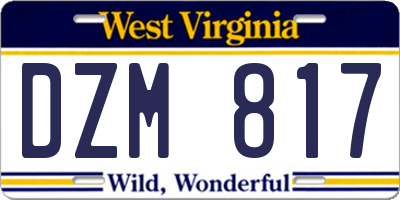 WV license plate DZM817