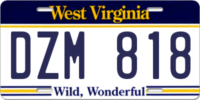 WV license plate DZM818