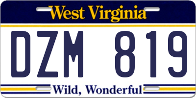 WV license plate DZM819