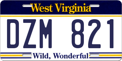 WV license plate DZM821