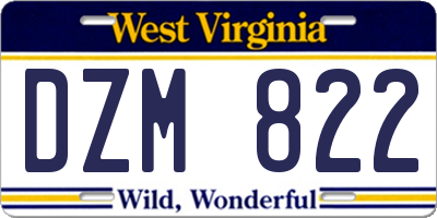 WV license plate DZM822