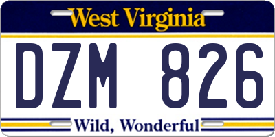 WV license plate DZM826