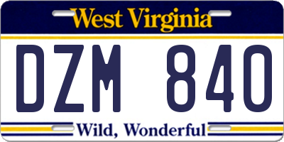 WV license plate DZM840