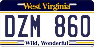 WV license plate DZM860
