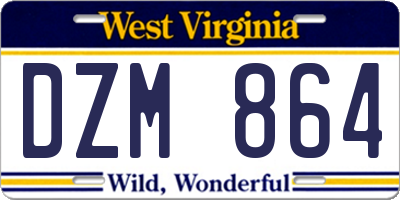 WV license plate DZM864