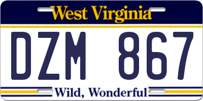 WV license plate DZM867