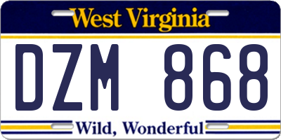 WV license plate DZM868