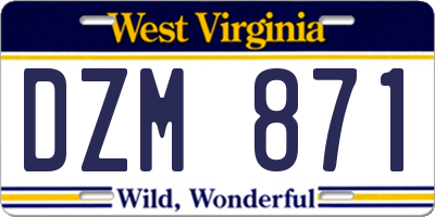 WV license plate DZM871