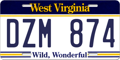 WV license plate DZM874