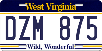 WV license plate DZM875