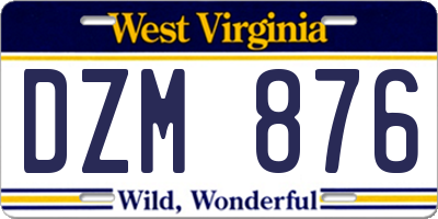 WV license plate DZM876