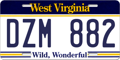 WV license plate DZM882