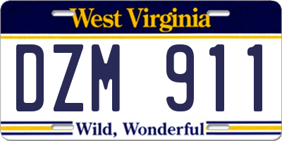 WV license plate DZM911