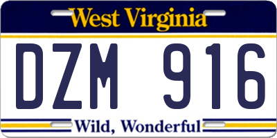WV license plate DZM916