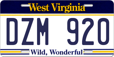 WV license plate DZM920