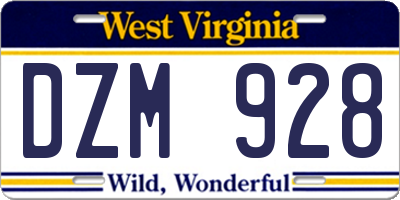 WV license plate DZM928