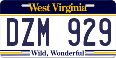 WV license plate DZM929