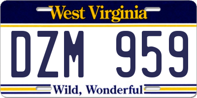 WV license plate DZM959