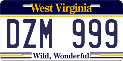 WV license plate DZM999