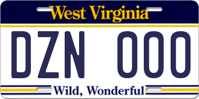 WV license plate DZN000