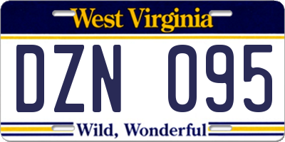 WV license plate DZN095