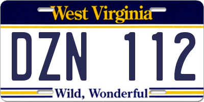 WV license plate DZN112