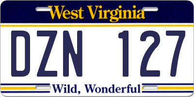 WV license plate DZN127