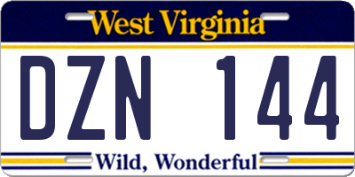 WV license plate DZN144