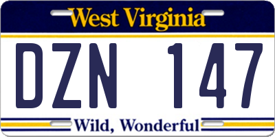 WV license plate DZN147