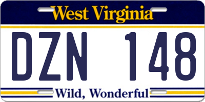 WV license plate DZN148