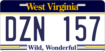 WV license plate DZN157