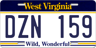WV license plate DZN159