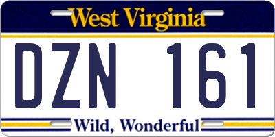 WV license plate DZN161