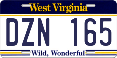 WV license plate DZN165