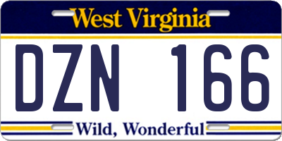 WV license plate DZN166