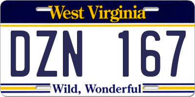 WV license plate DZN167
