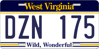 WV license plate DZN175