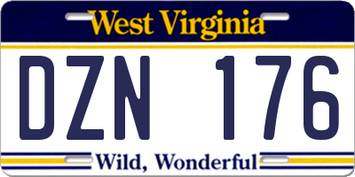WV license plate DZN176