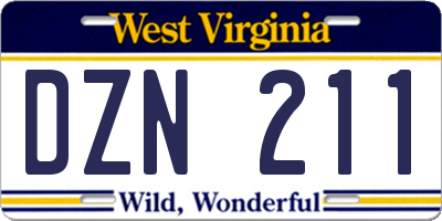 WV license plate DZN211