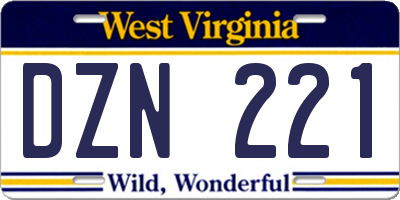 WV license plate DZN221
