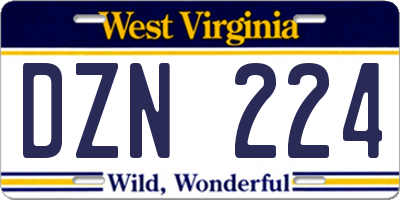 WV license plate DZN224