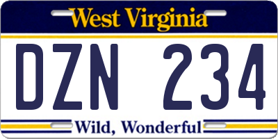 WV license plate DZN234