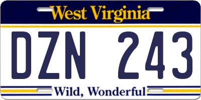 WV license plate DZN243