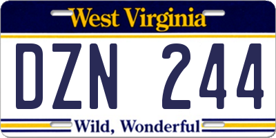 WV license plate DZN244