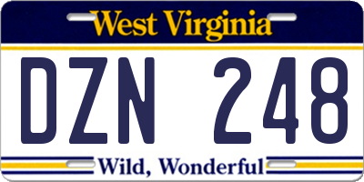 WV license plate DZN248