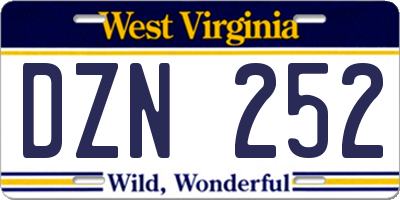 WV license plate DZN252
