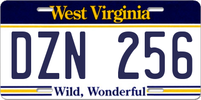 WV license plate DZN256