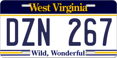 WV license plate DZN267