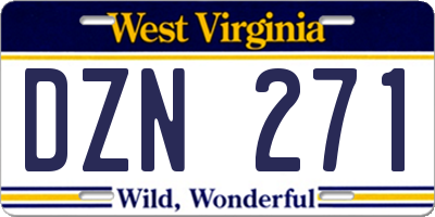 WV license plate DZN271